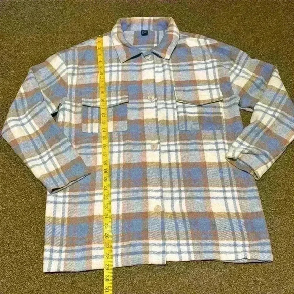Blue White Brown Plaid Button Down Long Sleeve Tops Womens Size Medium - Picture 6 of 9